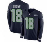 Men's Nike Seattle Seahawks #18 Jaron Brown Limited Navy Blue Therma Long Sleeve NFL Jersey