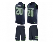 Men's Nike Seattle Seahawks #20 Jeremy Lane Limited Steel Blue Tank Top Suit NFL Jersey