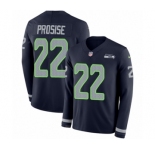 Men's Nike Seattle Seahawks #22 C. J. Prosise Limited Navy Blue Therma Long Sleeve NFL Jersey