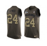 Men's Nike Seattle Seahawks #24 Marshawn Lynch Limited Green Salute to Service Tank Top NFL Jersey
