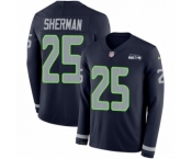 Men's Nike Seattle Seahawks #25 Richard Sherman Limited Navy Blue Therma Long Sleeve NFL Jersey