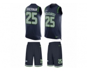 Men's Nike Seattle Seahawks #25 Richard Sherman Limited Steel Blue Tank Top Suit NFL Jersey