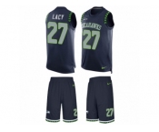 Men's Nike Seattle Seahawks #27 Eddie Lacy Limited Steel Blue Tank Top Suit NFL Jersey
