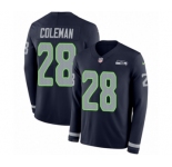 Men's Nike Seattle Seahawks #28 Justin Coleman Limited Navy Blue Therma Long Sleeve NFL Jersey