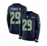 Men's Nike Seattle Seahawks #29 Earl Thomas III Limited Navy Blue Therma Long Sleeve NFL Jersey