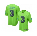 Men's Nike Seattle Seahawks #3 Russell Wilson Limited Green Strobe NFL Jersey