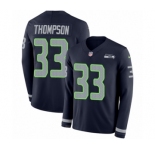 Men's Nike Seattle Seahawks #33 Tedric Thompson Limited Navy Blue Therma Long Sleeve NFL Jersey