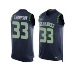 Men's Nike Seattle Seahawks #33 Tedric Thompson Limited Steel Blue Player Name & Number Tank Top NFL Jersey