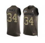 Men's Nike Seattle Seahawks #34 Thomas Rawls Limited Green Salute to Service Tank Top NFL Jersey