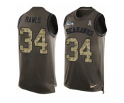 Men's Nike Seattle Seahawks #34 Thomas Rawls Limited Green Salute to Service Tank Top NFL Jersey