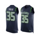Men's Nike Seattle Seahawks #35 DeShawn Shead Limited Steel Blue Player Name & Number Tank Top NFL Jersey