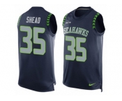 Men's Nike Seattle Seahawks #35 DeShawn Shead Limited Steel Blue Player Name & Number Tank Top NFL Jersey