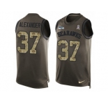 Men's Nike Seattle Seahawks #37 Shaun Alexander Limited Green Salute to Service Tank Top NFL Jersey