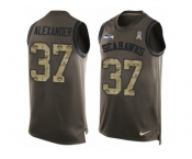 Men's Nike Seattle Seahawks #37 Shaun Alexander Limited Green Salute to Service Tank Top NFL Jersey