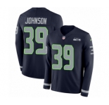 Men's Nike Seattle Seahawks #39 Dontae Johnson Limited Navy Blue Therma Long Sleeve NFL Jersey