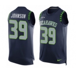 Men's Nike Seattle Seahawks #39 Dontae Johnson Limited Steel Blue Player Name & Number Tank Top NFL Jersey