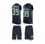 Men's Nike Seattle Seahawks #39 Dontae Johnson Limited Steel Blue Tank Top Suit NFL Jersey