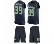 Men's Nike Seattle Seahawks #39 Dontae Johnson Limited Steel Blue Tank Top Suit NFL Jersey