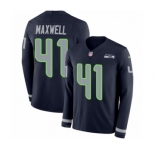 Men's Nike Seattle Seahawks #41 Byron Maxwell Limited Navy Blue Therma Long Sleeve NFL Jersey