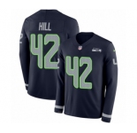 Men's Nike Seattle Seahawks #42 Delano Hill Limited Navy Blue Therma Long Sleeve NFL Jersey