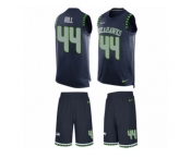 Men's Nike Seattle Seahawks #44 Delano Hill Limited Steel Blue Tank Top Suit NFL Jersey