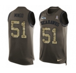 Men's Nike Seattle Seahawks #51 Barkevious Mingo Limited Green Salute to Service Tank Top NFL Jersey