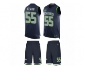 Men's Nike Seattle Seahawks #55 Frank Clark Limited Steel Blue Tank Top Suit NFL Jersey