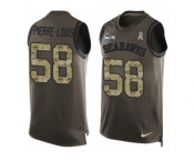 Men's Nike Seattle Seahawks #58 Kevin Pierre-Louis Limited Green Salute to Service Tank Top NFL Jersey