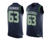 Men's Nike Seattle Seahawks #63 Mark Glowinski Limited Steel Blue Player Name & Number Tank Top NFL Jersey