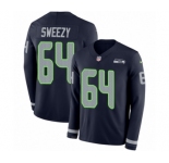 Men's Nike Seattle Seahawks #64 J.R. Sweezy Limited Navy Blue Therma Long Sleeve NFL Jersey