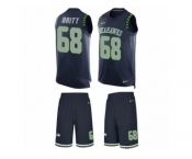 Men's Nike Seattle Seahawks #68 Justin Britt Limited Steel Blue Tank Top Suit NFL Jersey