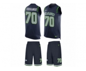 Men's Nike Seattle Seahawks #70 Rees Odhiambo Limited Steel Blue Tank Top Suit NFL Jersey
