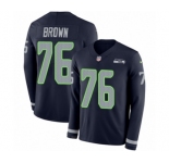 Men's Nike Seattle Seahawks #76 Duane Brown Limited Navy Blue Therma Long Sleeve NFL Jersey