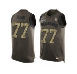 Men's Nike Seattle Seahawks #77 Ahtyba Rubin Limited Green Salute to Service Tank Top NFL Jersey