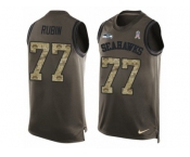 Men's Nike Seattle Seahawks #77 Ahtyba Rubin Limited Green Salute to Service Tank Top NFL Jersey