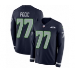 Men's Nike Seattle Seahawks #77 Ethan Pocic Limited Navy Blue Therma Long Sleeve NFL Jersey