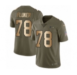 Men's Nike Seattle Seahawks #78 D.J. Fluker Limited Olive Gold 2017 Salute to Service NFL Jersey