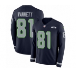Men's Nike Seattle Seahawks #81 Nick Vannett Limited Navy Blue Therma Long Sleeve NFL Jersey