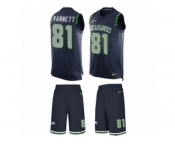 Men's Nike Seattle Seahawks #81 Nick Vannett Limited Steel Blue Tank Top Suit NFL Jersey