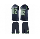Men's Nike Seattle Seahawks #82 Luke Willson Limited Steel Blue Tank Top Suit NFL Jersey