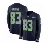 Men's Nike Seattle Seahawks #83 David Moore Limited Navy Blue Therma Long Sleeve NFL Jersey