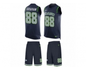Men's Nike Seattle Seahawks #88 Jimmy Graham Limited Steel Blue Tank Top Suit NFL Jersey
