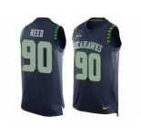 Men's Nike Seattle Seahawks #90 Jarran Reed Limited Steel Blue Player Name & Number Tank Top NFL Jersey