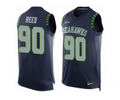 Men's Nike Seattle Seahawks #90 Jarran Reed Limited Steel Blue Player Name & Number Tank Top NFL Jersey