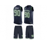 Men's Nike Seattle Seahawks #90 Jarran Reed Limited Steel Blue Tank Top Suit NFL Jersey