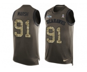 Men's Nike Seattle Seahawks #91 Cassius Marsh Limited Green Salute to Service Tank Top NFL Jersey