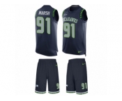 Men's Nike Seattle Seahawks #91 Cassius Marsh Limited Steel Blue Tank Top Suit NFL Jersey