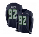 Men's Nike Seattle Seahawks #92 Nazair Jones Limited Navy Blue Therma Long Sleeve NFL Jersey