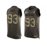 Men's Nike Seattle Seahawks #93 Nazair Jones Limited Green Salute to Service Tank Top NFL Jersey