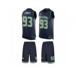 Men's Nike Seattle Seahawks #93 Nazair Jones Limited Steel Blue Tank Top Suit NFL Jersey